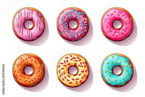 very tasty sweet colorful donuts illustration