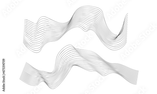 Technology abstract lines on white background. Undulate Grey Wave