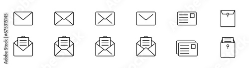 Mail line icon. Envelope icon set. Mailing icon. Email envelope. Mail sign. Editable stroke. Vector illustration.