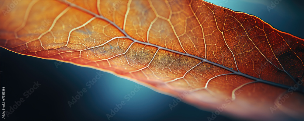 Close up macro photography of a beautiful colourful leaf