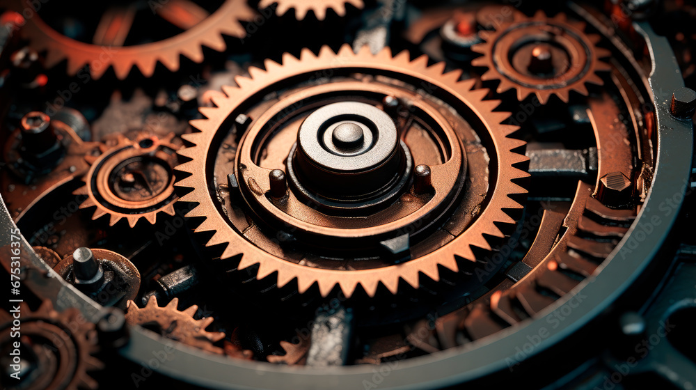 Industrial gear wheels, close-up view. Industrial gear wheels, close-up view.