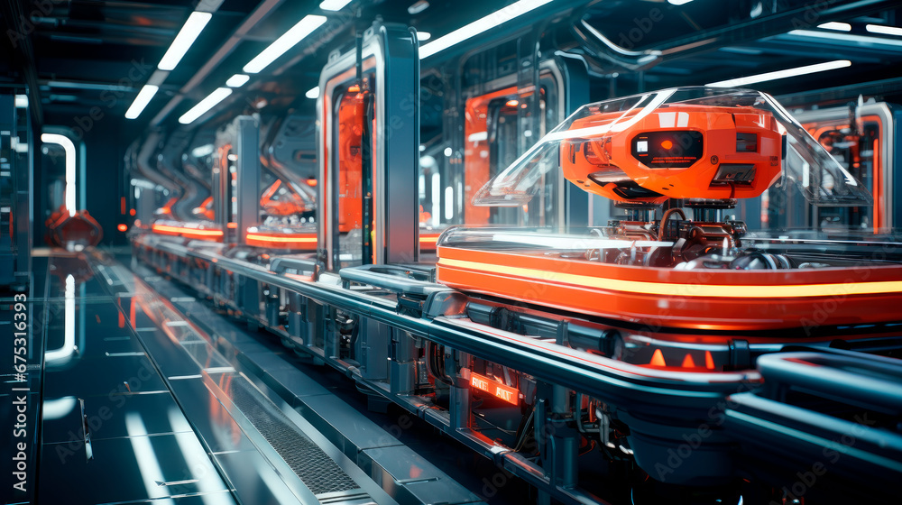 Production line in modern factory. Manufacture of industrial electronics. Production line in modern factory. Manufacture of industrial electronics.