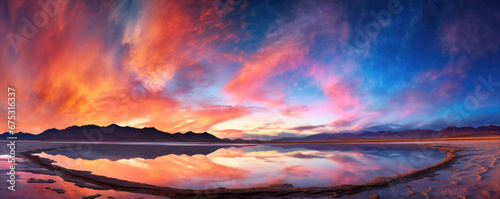Beautiful sunset landscape over the lake with amazing colors © Daniela