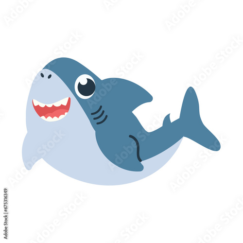 Cute cartoon  baby shark flat