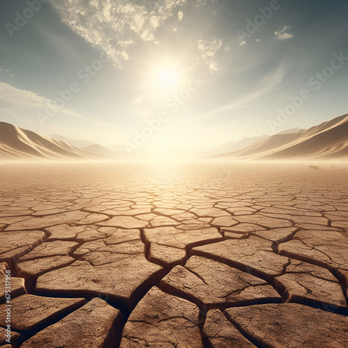 Cracked dry land in the desert
