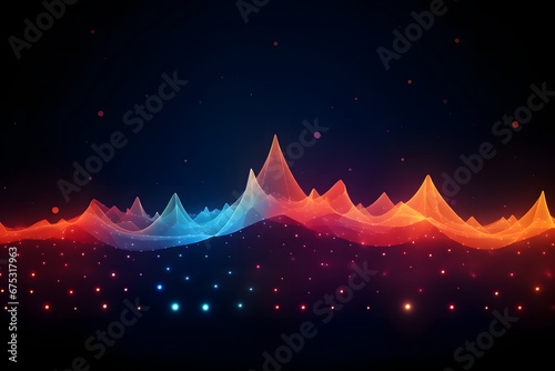 Abstract dot point connects with gradient line. abstract background with colorful light.