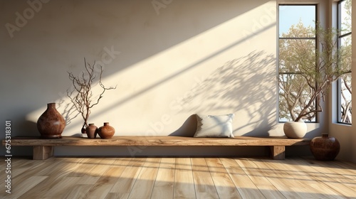 Photo mur vide avec teinte chaude marron dans un esprit zen