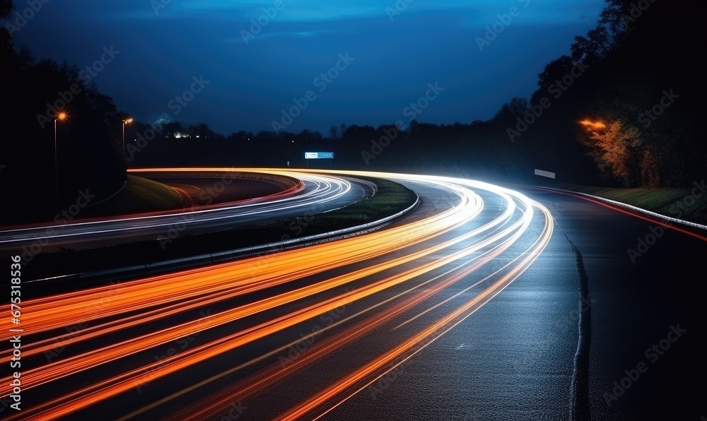 A Serene Nighttime Journey on the Highway