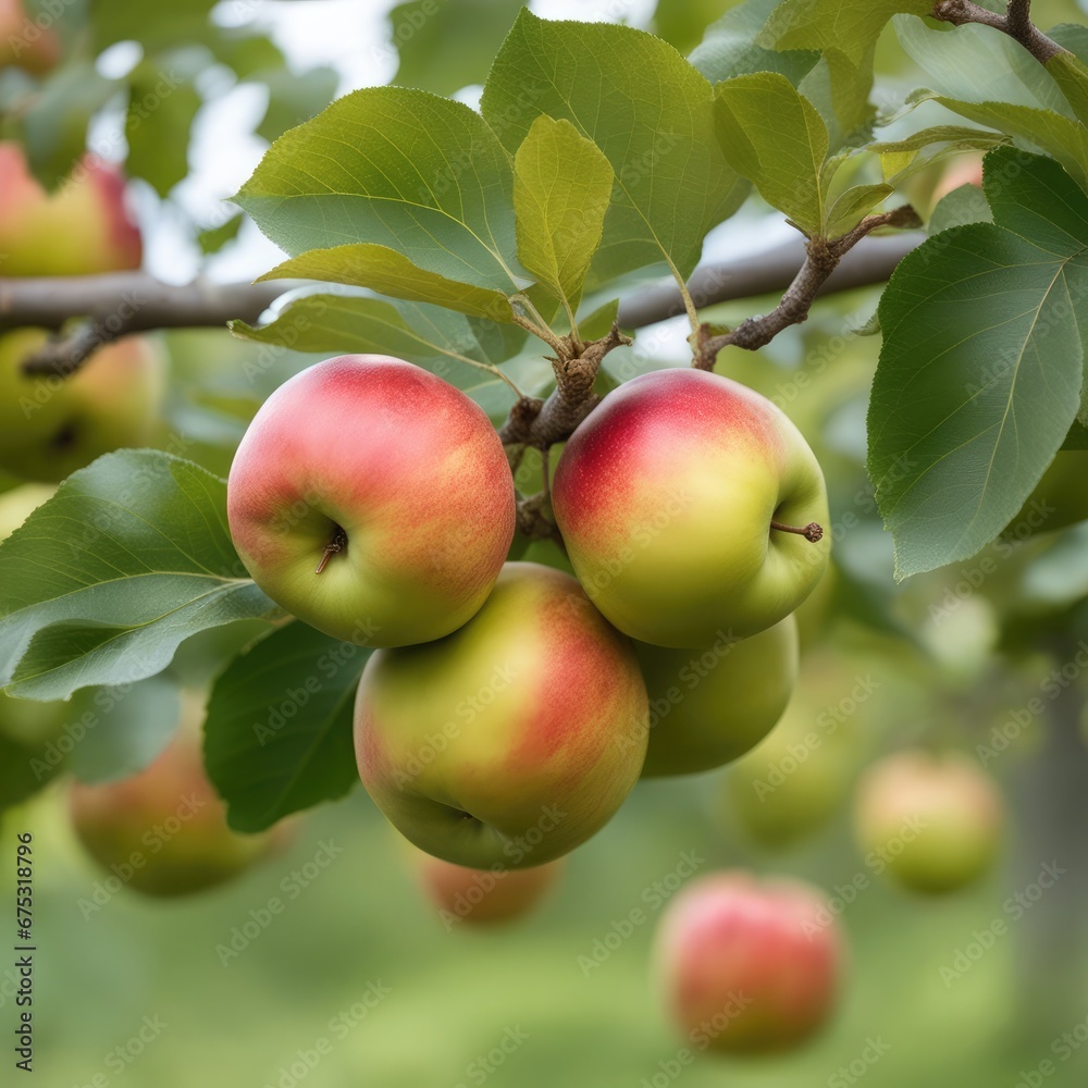A tree with ripe apples in the orchard A tree with ripe apples in the orchard