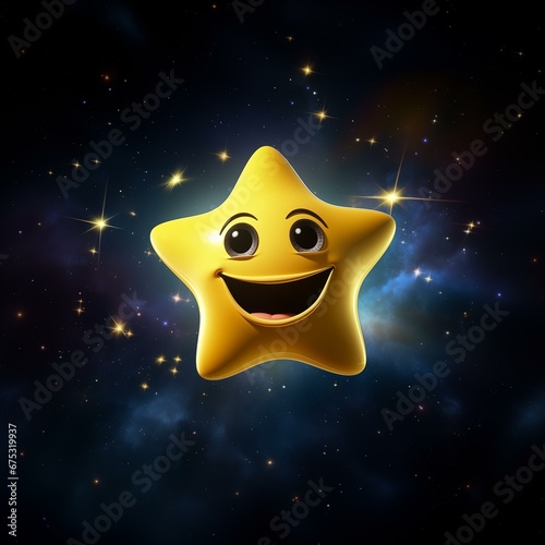 A smiling five-pointed yellow star in outer space - Generative AI