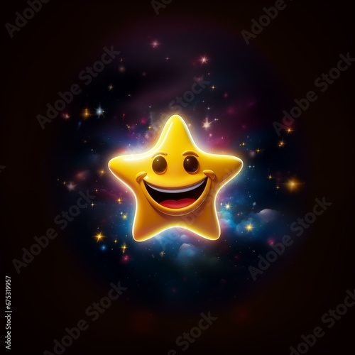 A smiling five-pointed yellow star in outer space - Generative AI
