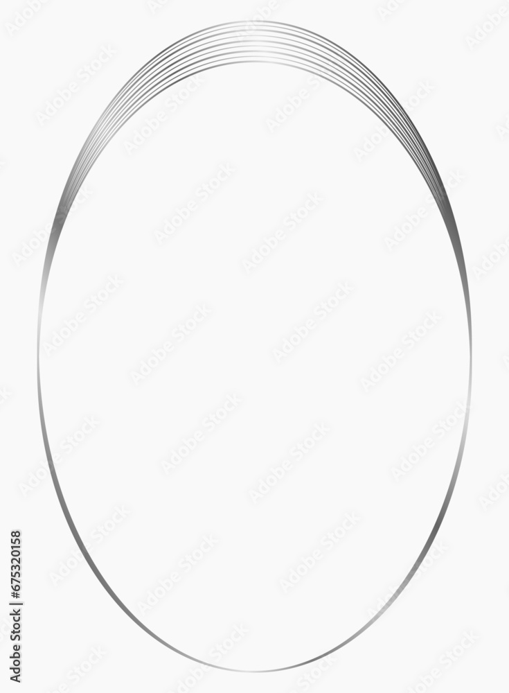 Silver oval metal frame isolated on white. Vector frame for photo. Frame for text, certificate, pictures, diploma	