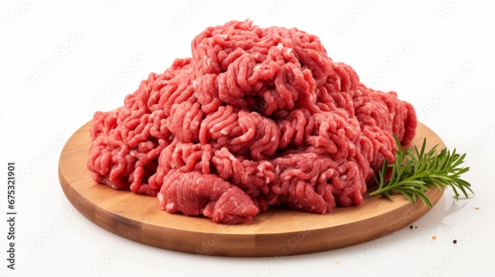 minced beef in a white background minced beef in a white background
