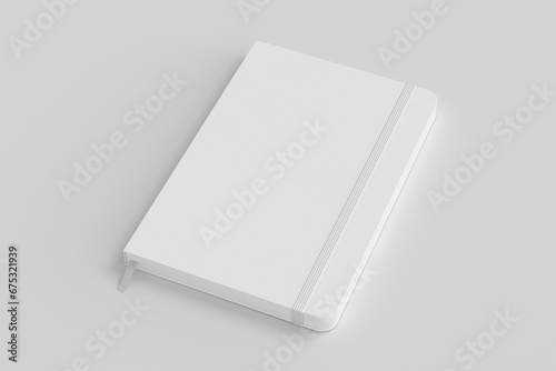 White cover notebook mockup on white background