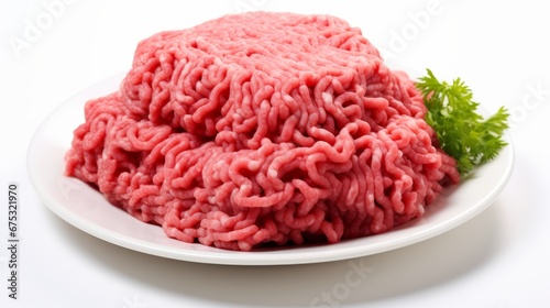 minced beef in a white background