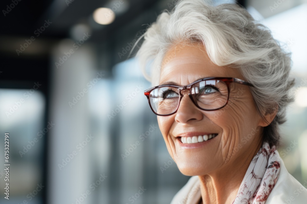 Senior woman having an eye test and trying new glasses Senior woman having an eye test and trying new glasses