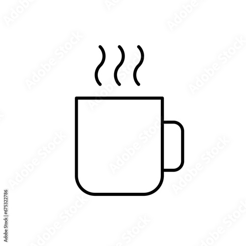 Coffee mug line icon on white. Editable stroke