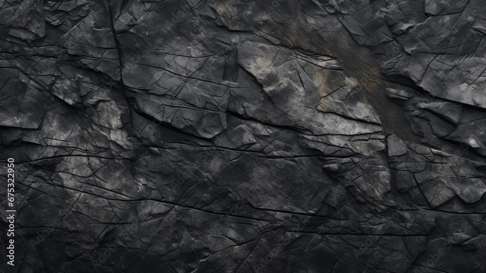 Texture of the black stones of the cliff