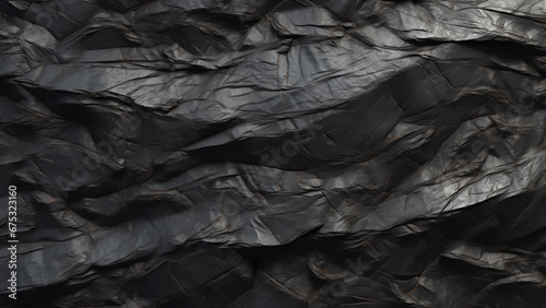 Texture of the black stones of the cliff