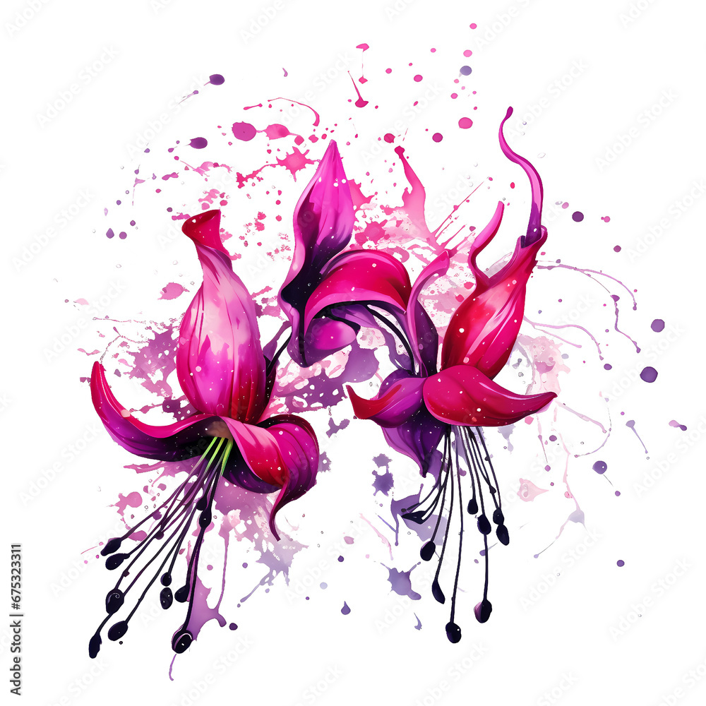 Fototapeta premium Fuchsia hand drawn splashe