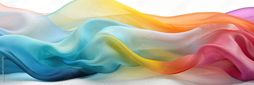 multicolored semitransparent chiffon fabric on white background multicolored semitransparent chiffon fabric on white background