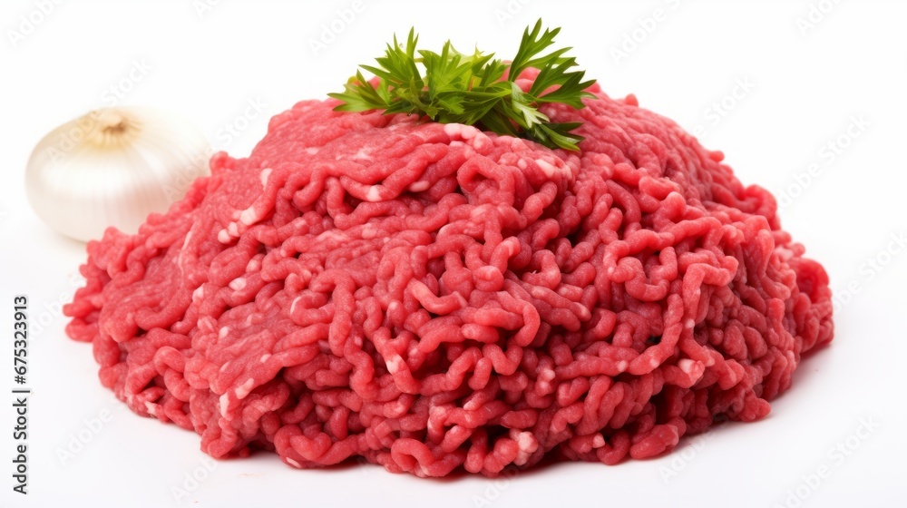 minced beef in a white background minced beef in a white background
