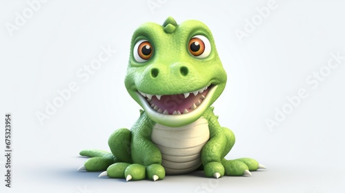 a cute illustration of a baby alligator white background.Generative AI