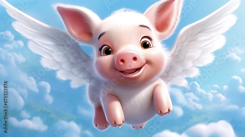 a pig with wings Fly to the sky with the windunder the.Generative AI