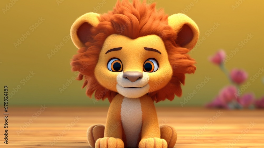 Cute cartoon lion character.Generative AI Cute cartoon lion character.Generative AI