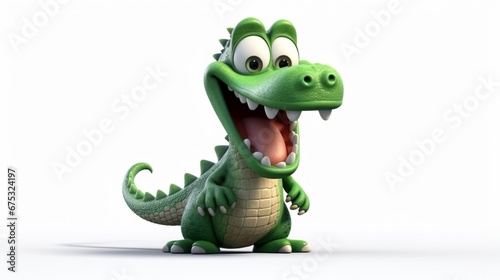 cute crocodil cartoon image on white background.Generative AI