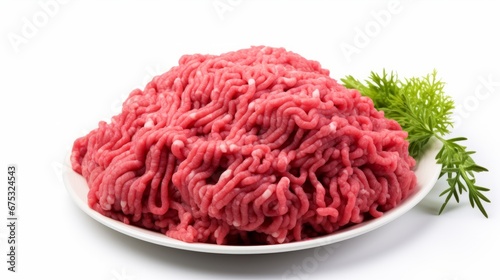 minced beef in a white background 