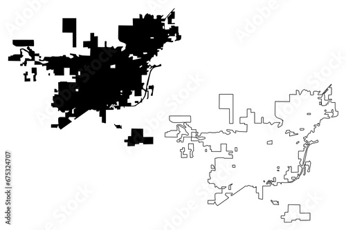 Billings City, Montana (United States cities, United States of America, us, usa city) map vector illustration, scribble sketch City of Billings map