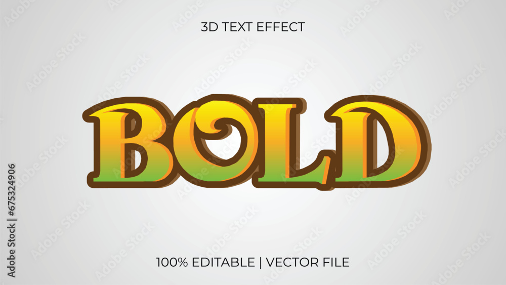 Editable bold yellow green ancient looking 3d text effect template style premium vector white background