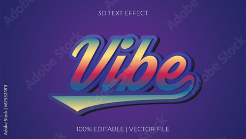 Editable vibe gradient colorful retro 3d text effect template style premium vector background