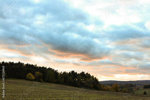 beautiful sunset in the autumn  fields