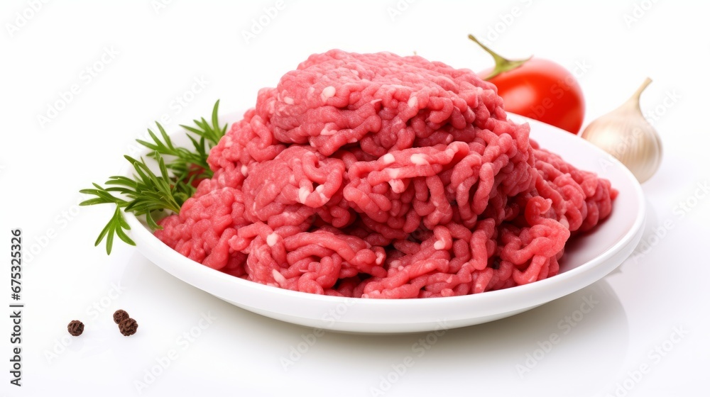 Fresh raw minced meat on white background Fresh raw minced meat on white background