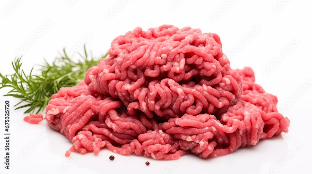 Fresh raw minced meat on white background Fresh raw minced meat on white background