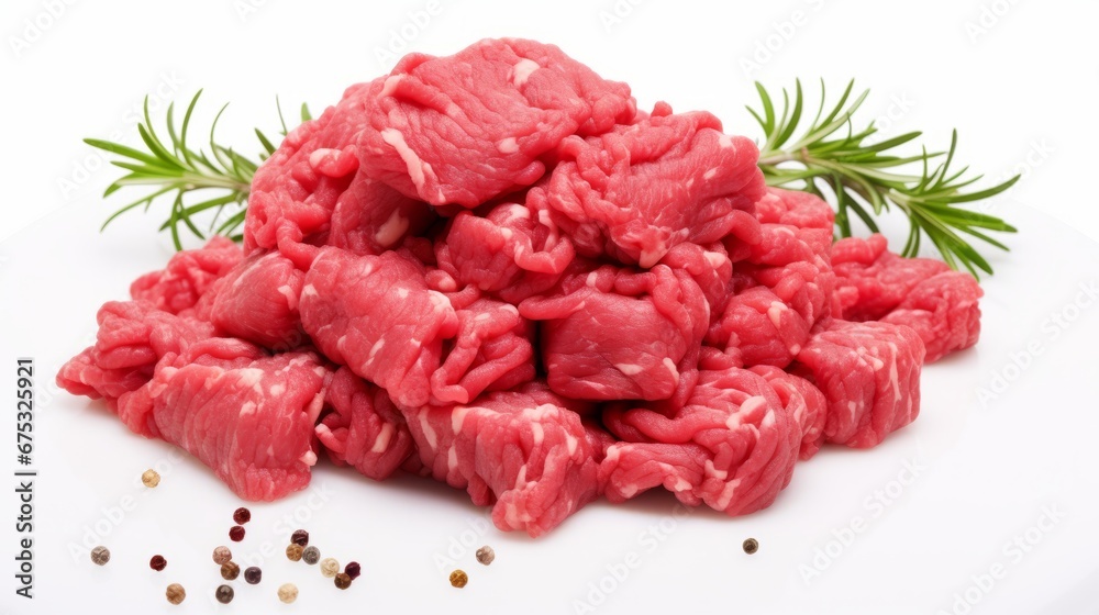 minced beef in a white background minced beef in a white background