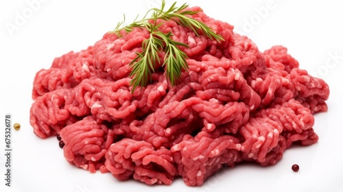 Fresh raw minced meat on white background