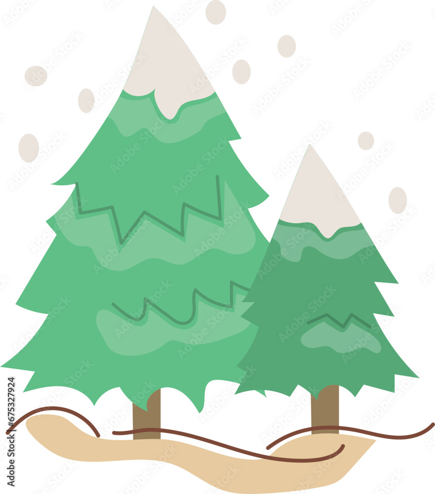 Winter pine tree illustration