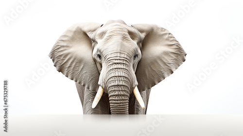 Beautiful ivory forest elephant on a white background, big-eared forest elephant, wild elephant living in a big forest. Generative ai