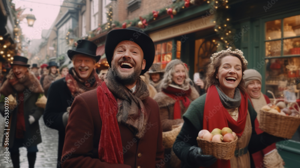 a traditional Christmas market scene with people shopping and enjoying the festive atmosphere, capturing the essence of holiday celebrations. a traditional Christmas market scene with people shopping and enjoying the festive atmosphere, capturing the essence of holiday celebrations.