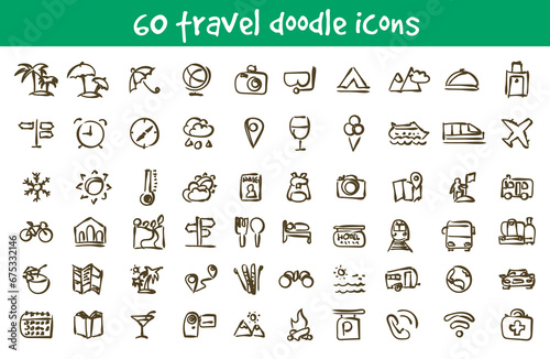 Vector set of travel doodle icons