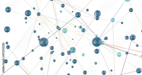 Gene lines and nodes  biological gene structure  3d rendering.