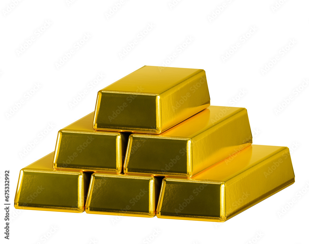 gold bars isolated on a white background