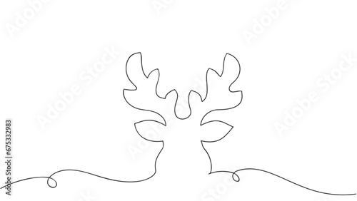 Single continuous line drawing of head deer. Vector design illustration