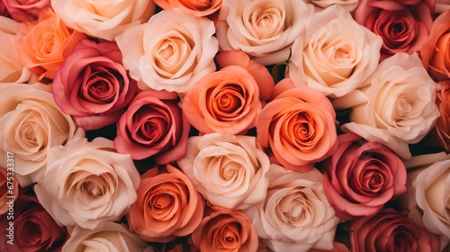 Background of pink orange and peach roses