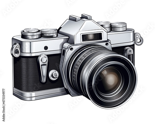 old vintage camera isolated on white. Png file