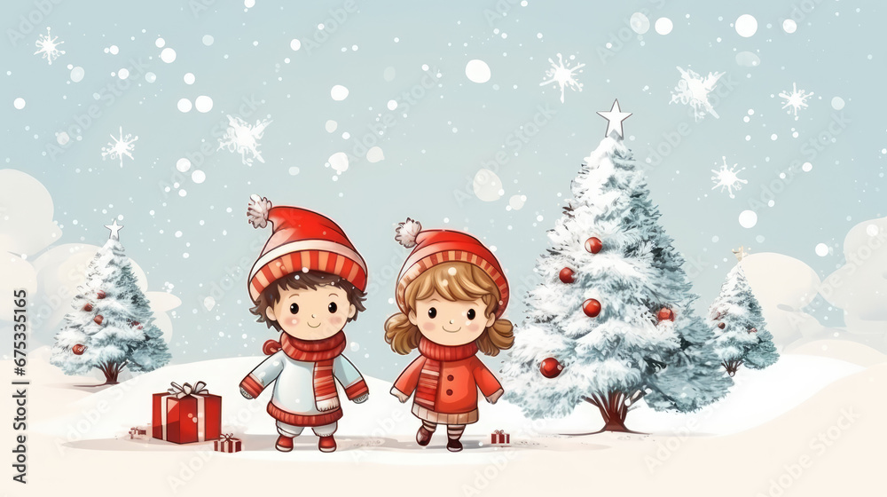 Christmas cartoon watercolor