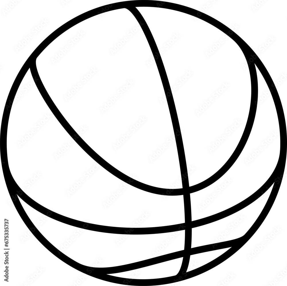 basketball ball 3d view vector line art icon